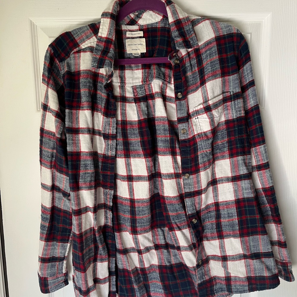 American Eagle Outfitters Red and Green Plaid Shirt